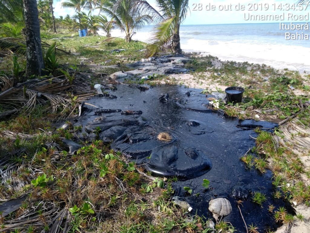 Mancha de óleo em praia
