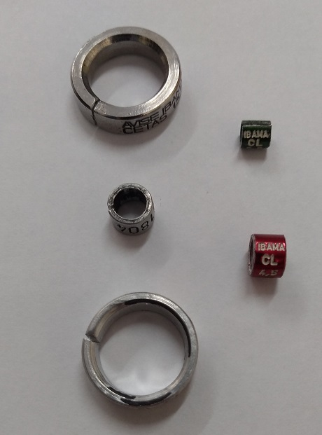 Exemplos de anilhas sobre um fundo branco
