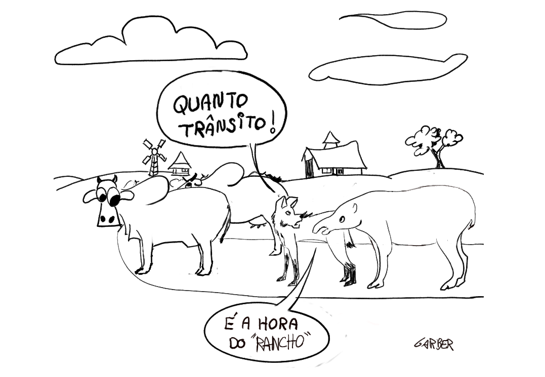 FAUNA NEWS - Ilustração com vários animais em uma estrada feita por animais não humanos, as estradas não humanas.